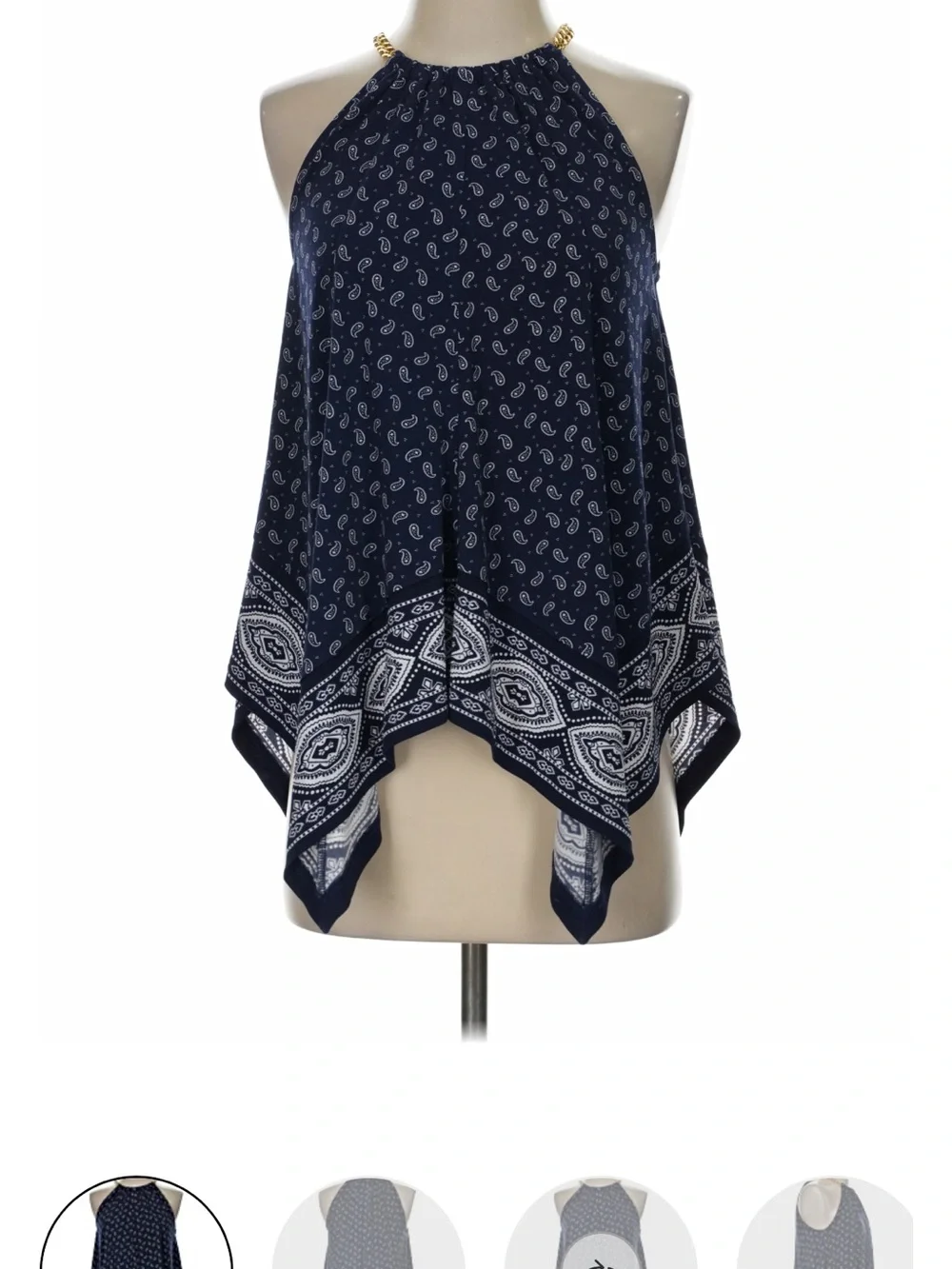 Navy Bandana Print Halter Top
